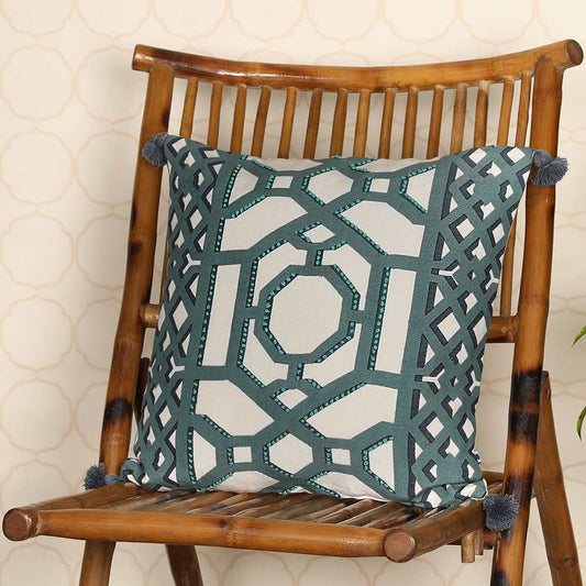 Soft throw pillow on wooden chair