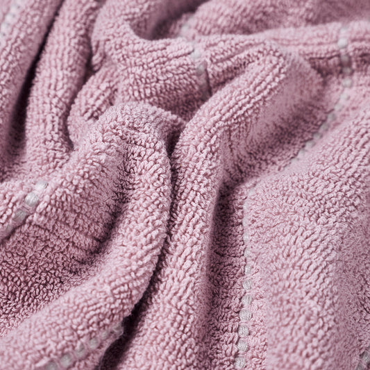 Close view of pink cotton bath towel 