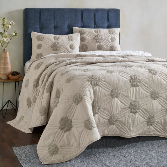 HEMERA EMBROIDERED BEDDING SET ( 3 PIECE SET)