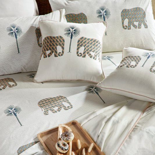 Pine and elephant printed cushion covers