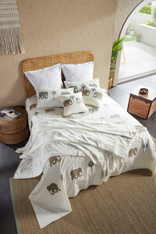 ELEPHANT BLOCK PRINTED BEDSHEET SET