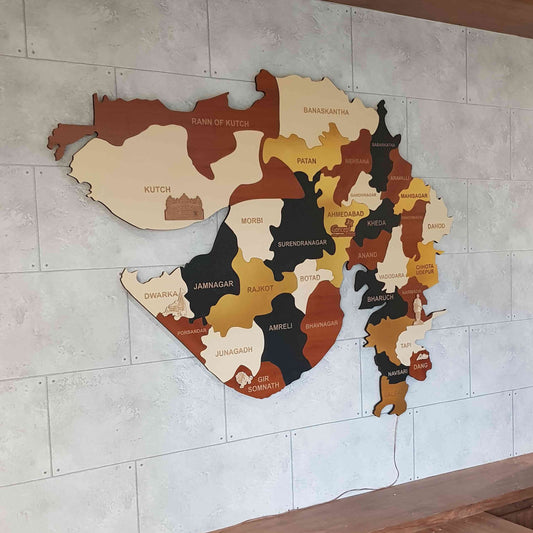 Gujarat Map 3D for Wall Decor