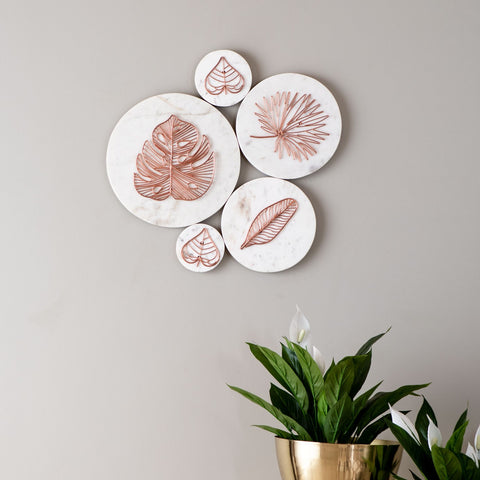 Cluster Marble disk white and rosegold wall plate
