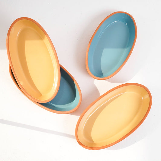Multicolored Terracotta Snacks Serving Plates