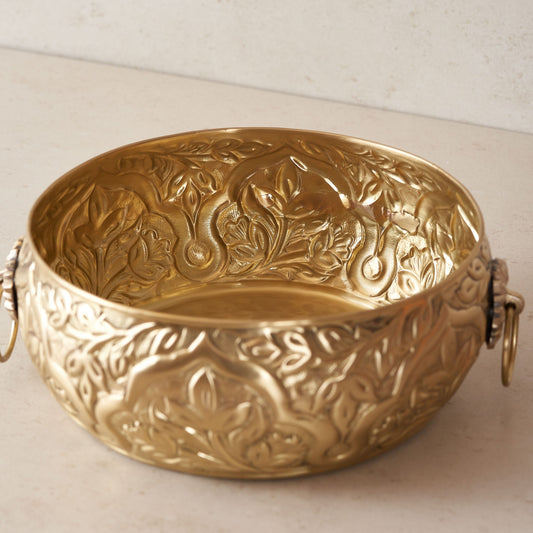 Brass urli bowl with Gold finish 