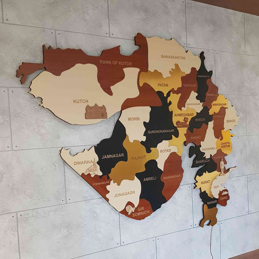3D Map Gujarat for Wall Decor