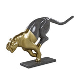 Golden grey Cougar animal figurine