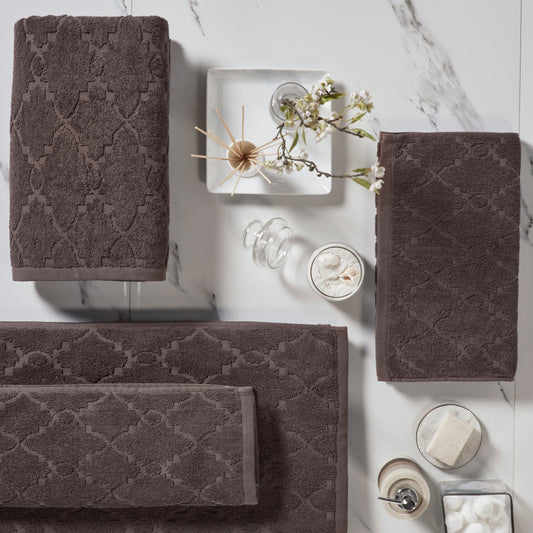 Dark brown color towels on table