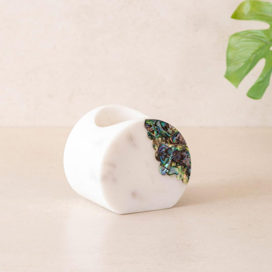 Abalone Shell White Marble Bathroom Tumbler