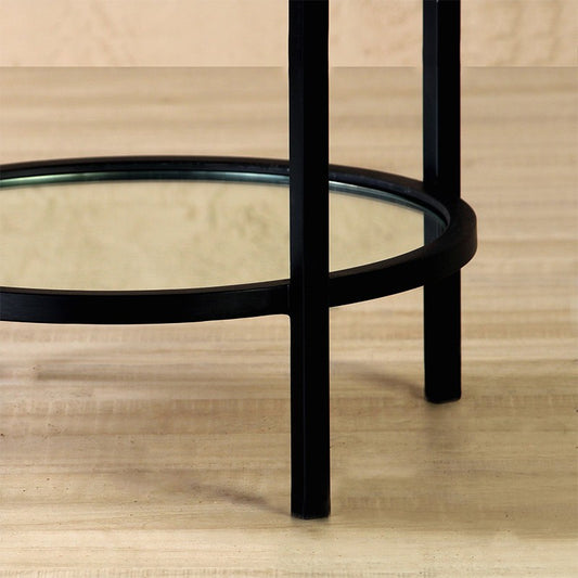 Glass table with black metal frame