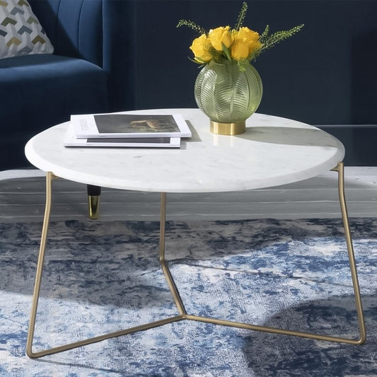 Barstow White Marble Coffee Table for Living Room