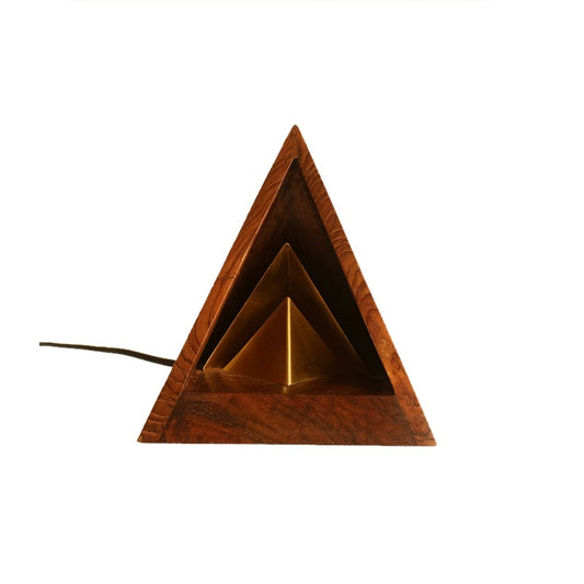 Wood and brass desk lamp