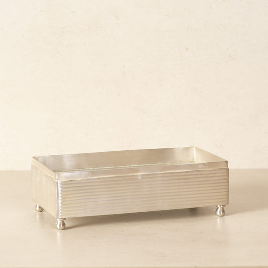 Ripple Cut Elegant Bathroom Set | Silver Brass Bathroom Accessories Set of 3