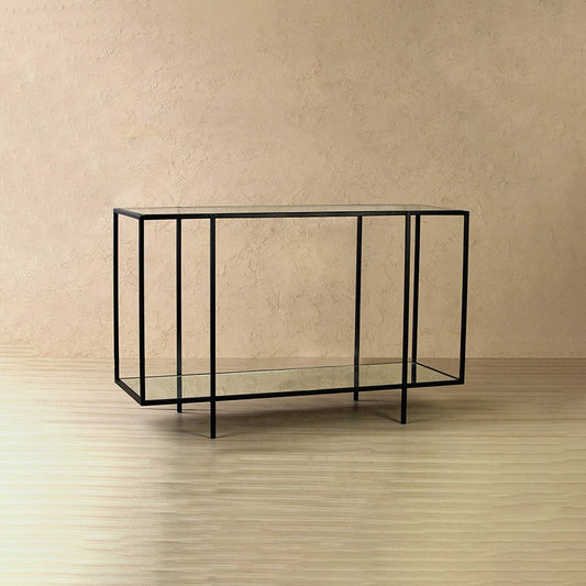 Clayton Glass Console Table | Table with Mirror Top & Bottom | Home Decor Console Table
