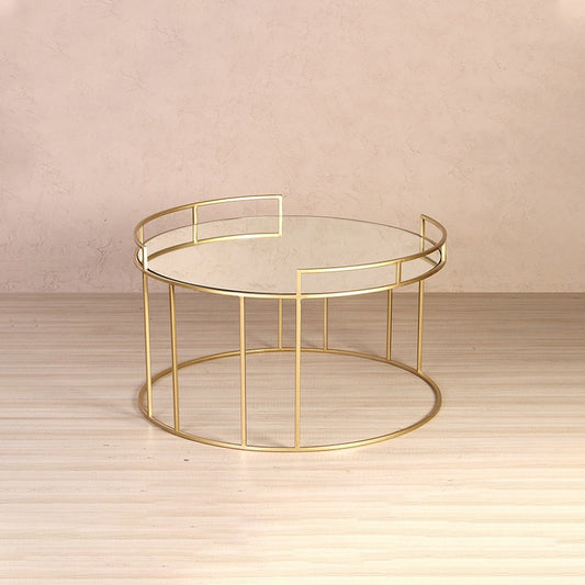 Glass coffee table with iron base