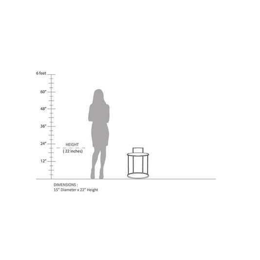 height comparison of metal side table with girl