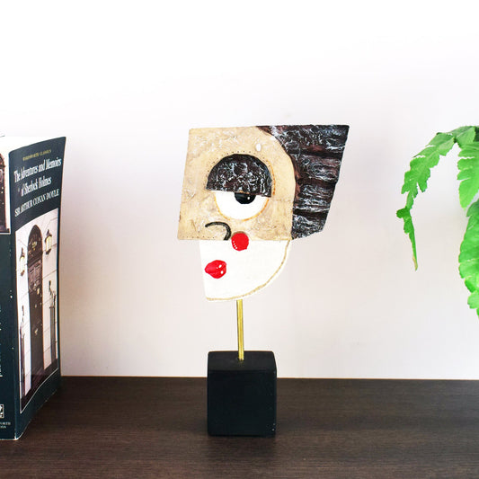 Abstract Face Sculpture Showpiece | Tribal Mask Resin Showpiece | Home Decor Gift