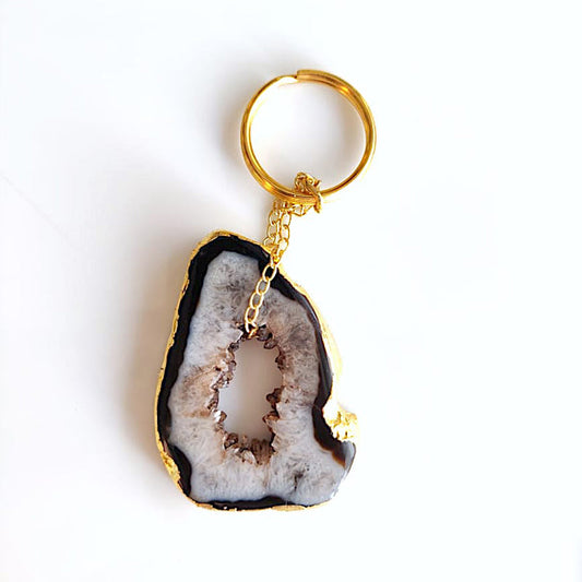 Gold plated keychain - Agate stone