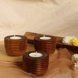Wooden candle holders set of 3