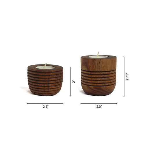 dimensions of two wooden bowl tea lights