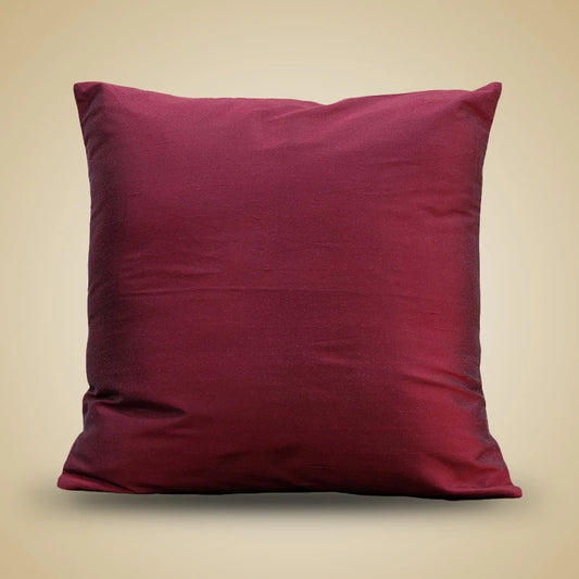 Maroon Silk Blend Cushion Cover | Plain Cushion Cover | Set of 2