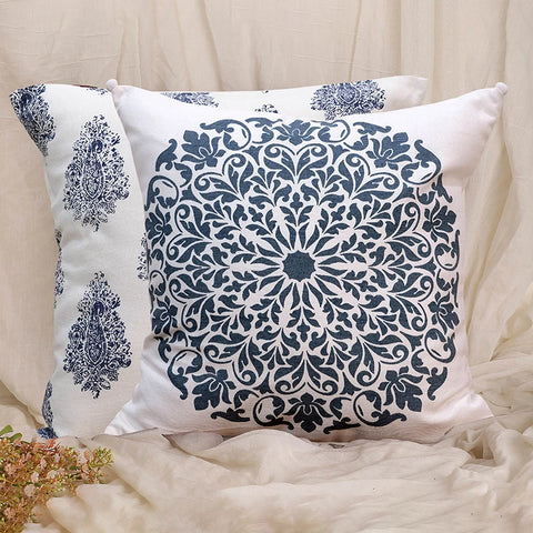 Set of 2 Assorted Printed Cotton Cushion Cover (16"x16")