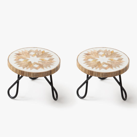 A Vintage Affair Wooden Cake Stand Black | Cup Cake Stand for Birthday (Set of 2)