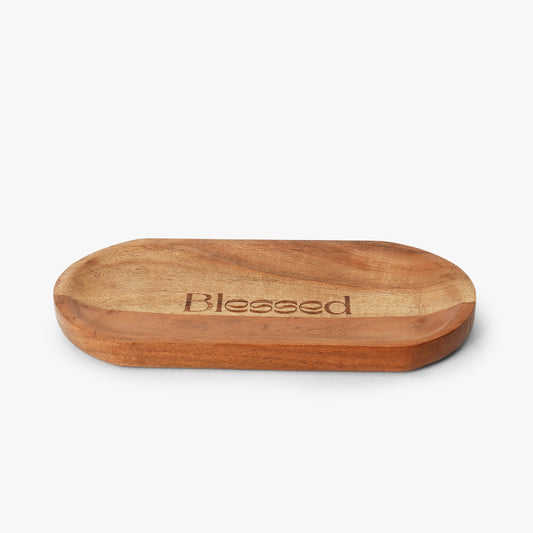 Scripted Blessed Wood Serving Tray