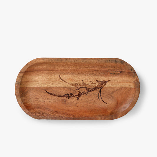 Botanical Bliss Wooden Tray for Decoration, Kitchen