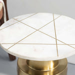 Brass inlay marble top side table