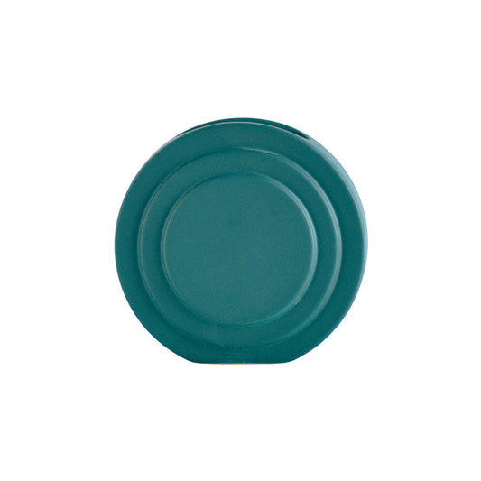 Round contour dark green vase