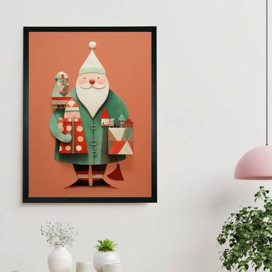Green Santa Canvas: Festive Home Decor with Gift-Inspired Artistry