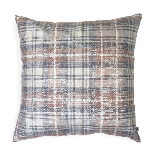 Brown Metallic Check Cushion Covers | Silk Cushions for Sofa