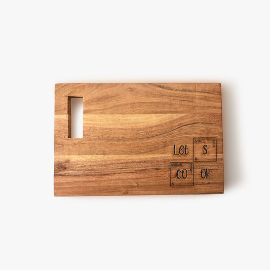 Let's Cook Scripted Wooden Cutting Board for Kitchen