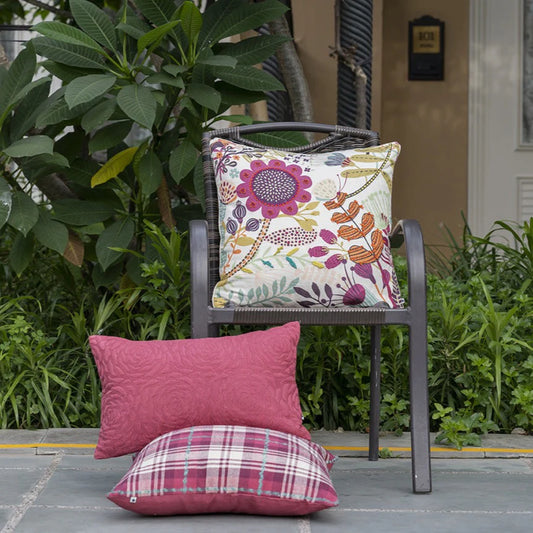 Collection of handwoven cushion and pillow in magenta color