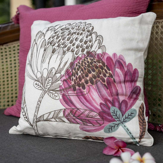 Digital print pillow cover in vibrant flower design