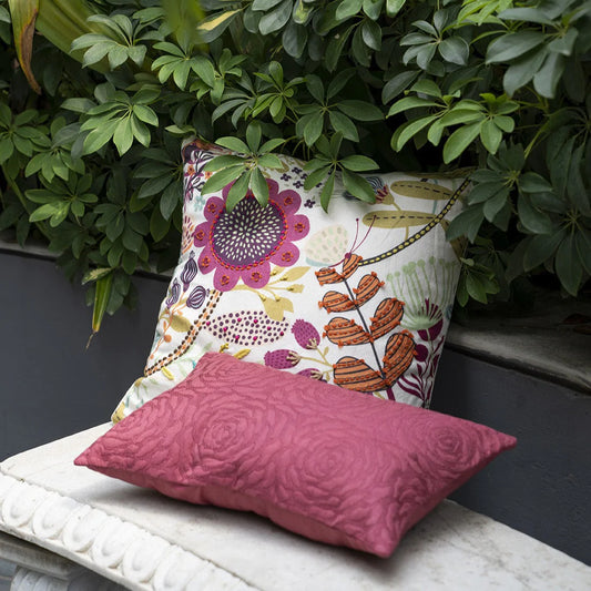 Large floral design cushion and rose pattern pillow