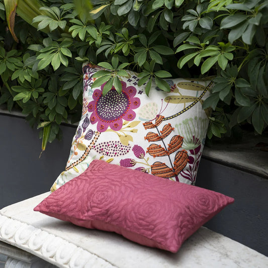 Rectangular cushion in rose print design