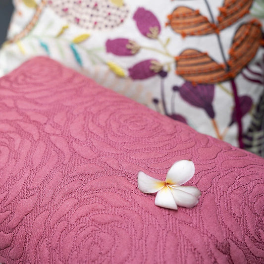 Close up of french rose cushion