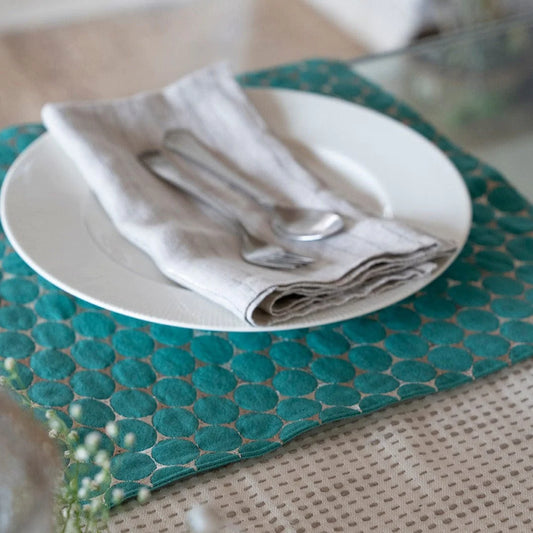 Table napkin with white plate