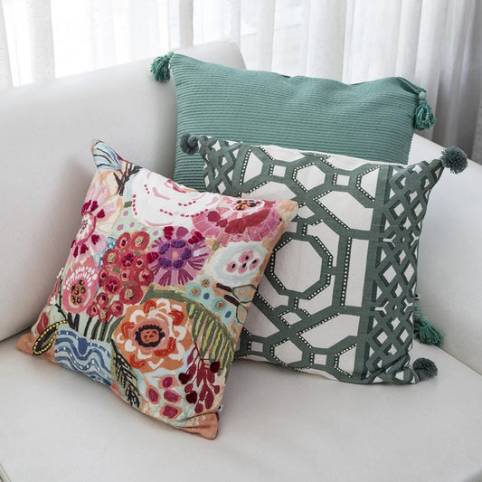 Handmade collection of cotton throw pillows