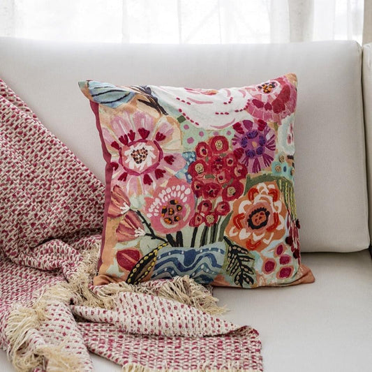 Digital print cushion cover in floral design