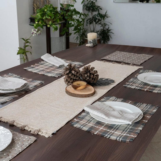 Checkered Table Matte Buy Checkered Brown Fabric Table Mats Online | Arcedior