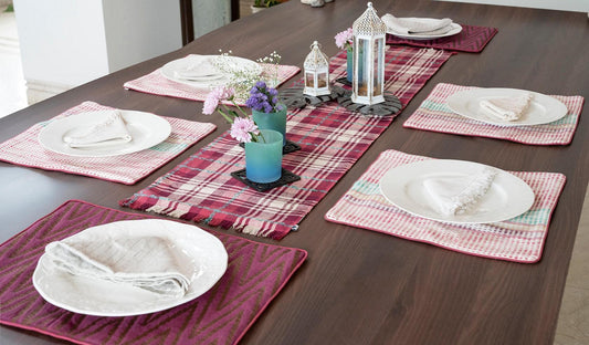 Aesthetic collection of cotton table mats and table runner