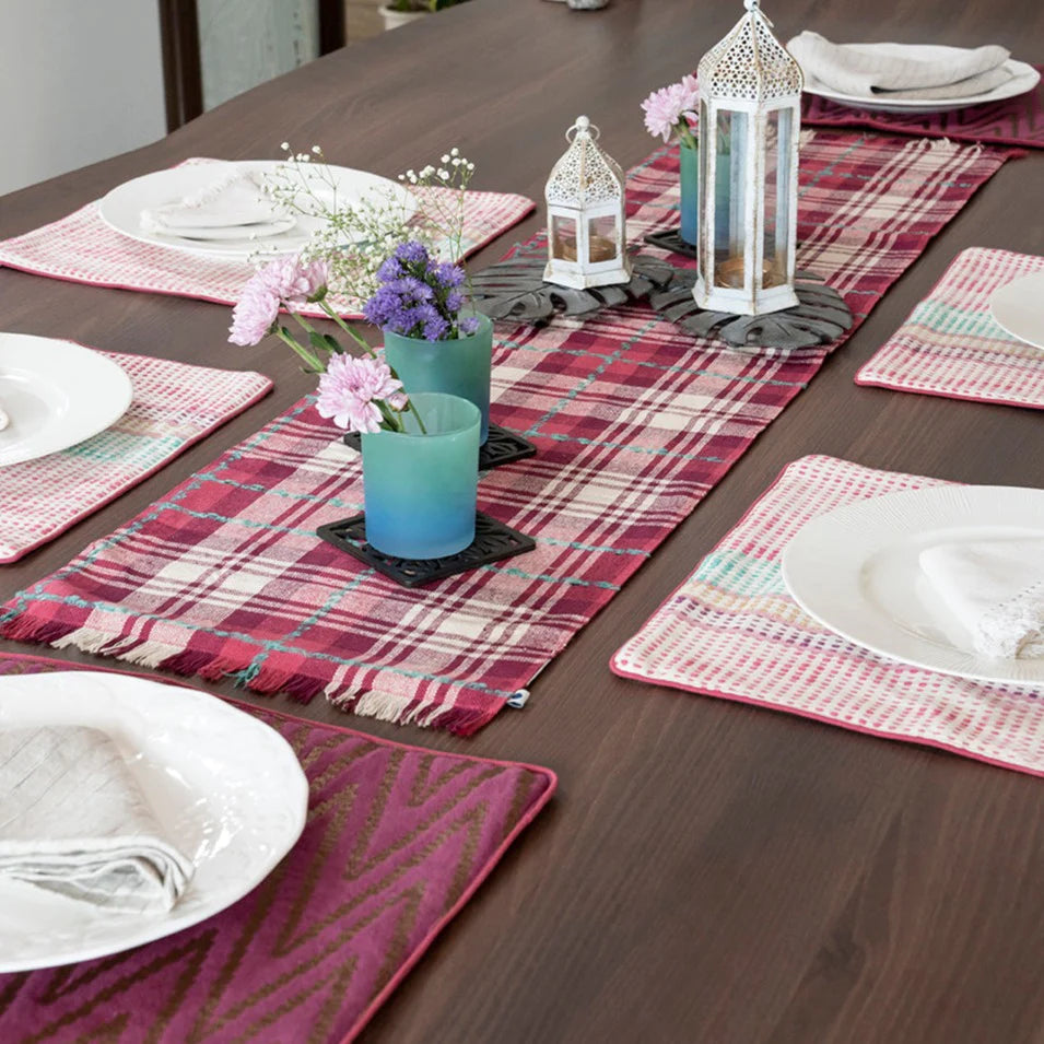 Shop Cotton Scottish Table Runner in Joyous Checks | Arcedior