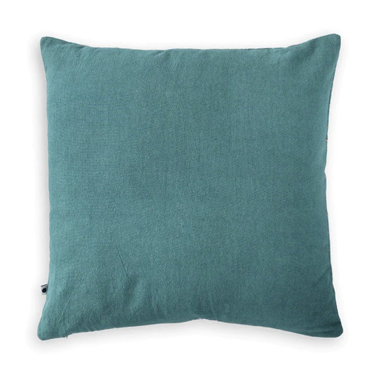 Square throw pillow in cyan shade