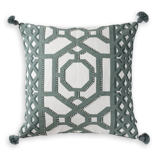 Linen cushion cover with tassels