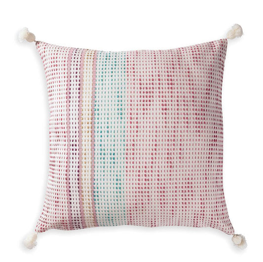 Cushion with pom pom in french rose color