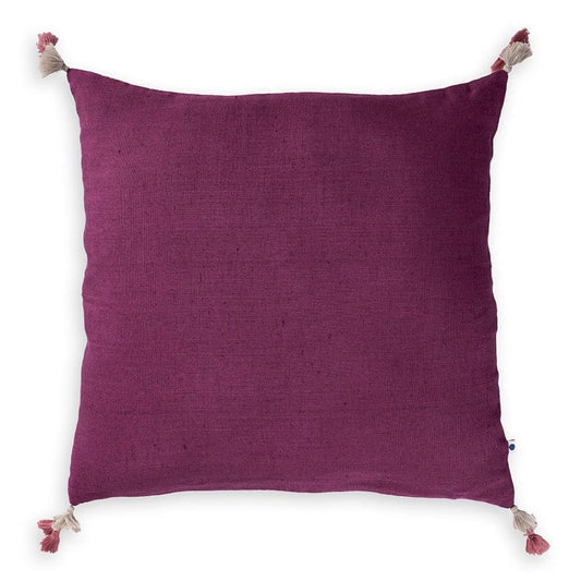Magenta cushion with pom pom