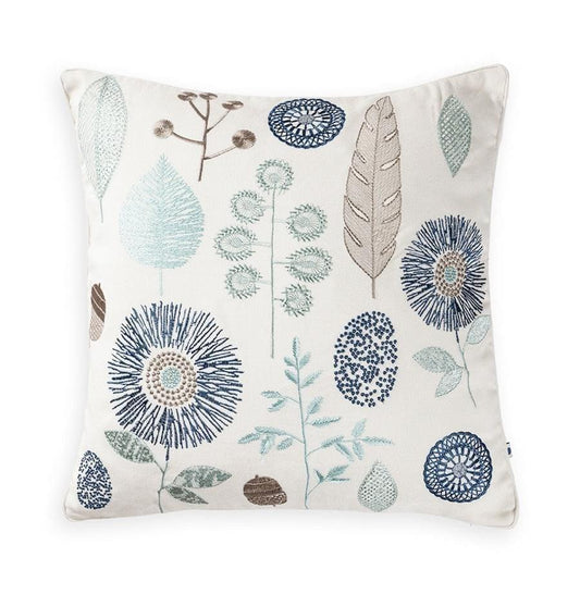 Square teal flower cushion